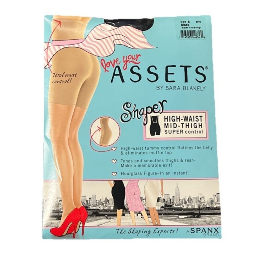 Spanx Love Your Assets Sara Blakely Shaper‎ Sz 6 Blk Hight-Waist Mid-Thigh Super